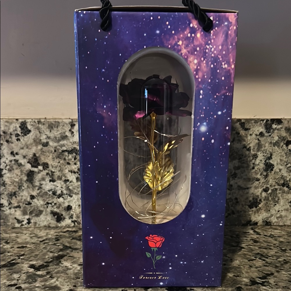 Gold and Purple Rose in Gift Box